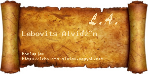 Lebovits Alvián névjegykártya